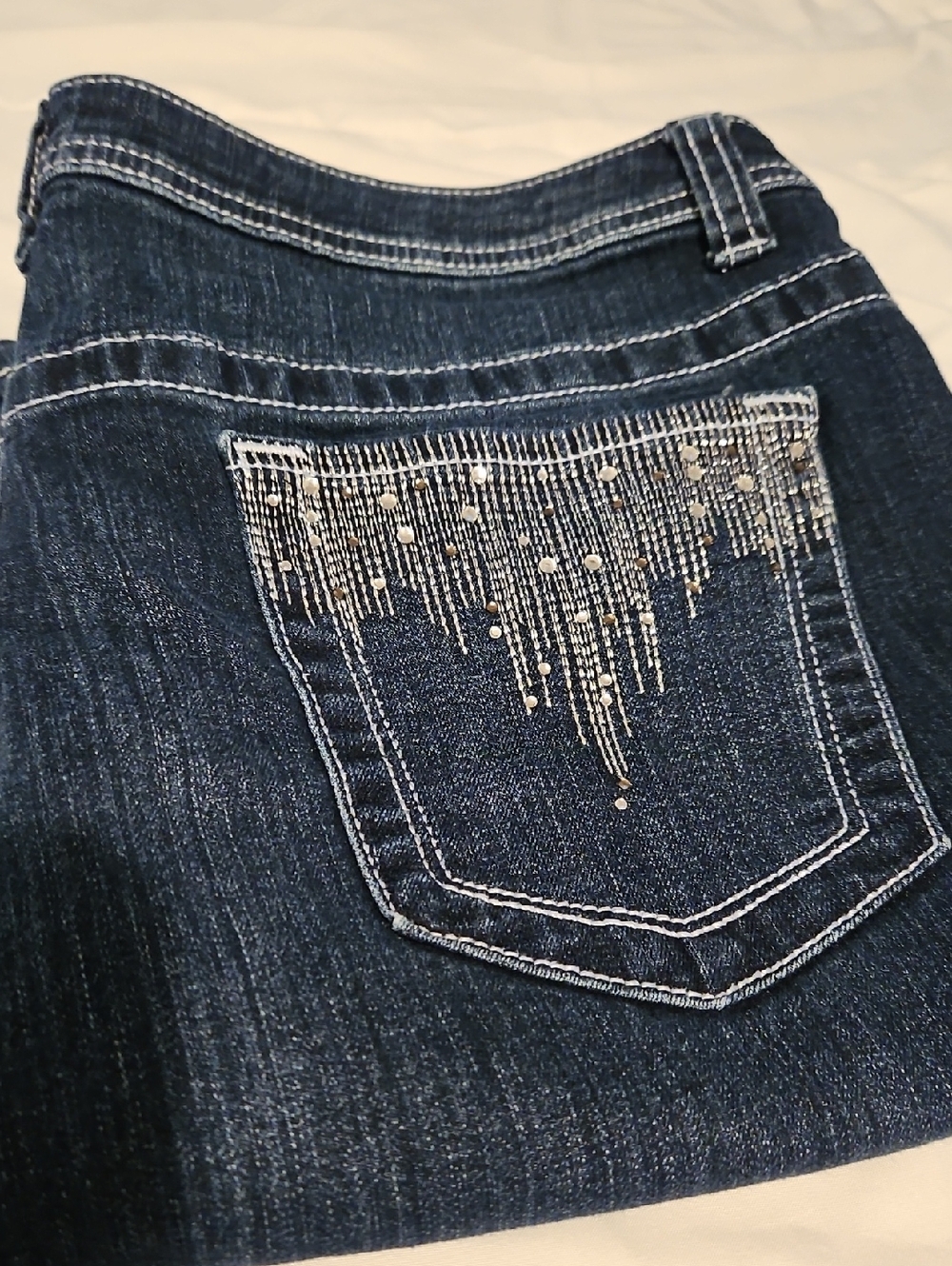 Apt. 9 Dark Blue Bootcut Jeans with Rhinestone Pocket
